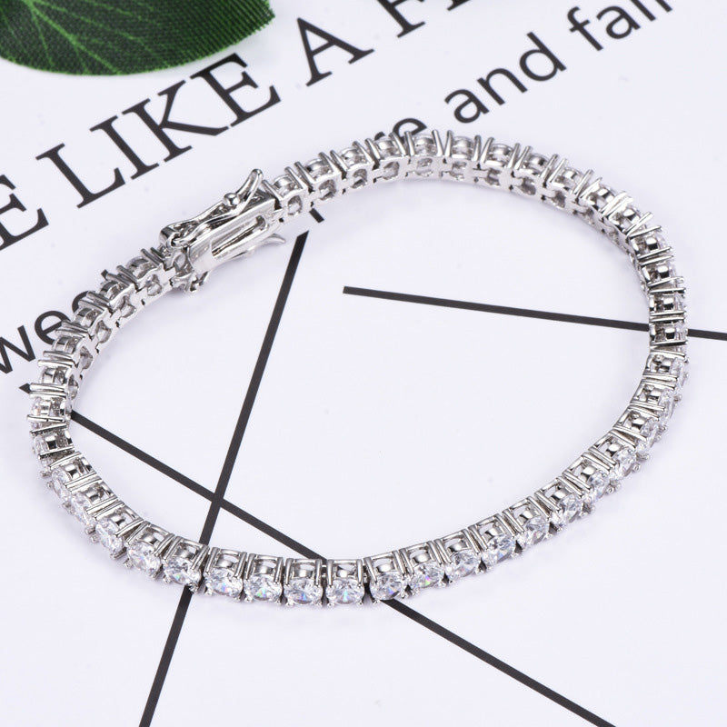 Romantic Simple White Round Cut Tennis Bracelet for Women In Sterling Silver