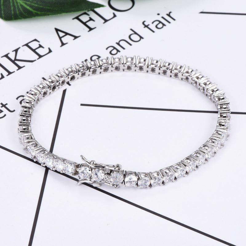 Romantic Simple White Round Cut Tennis Bracelet for Women In Sterling Silver