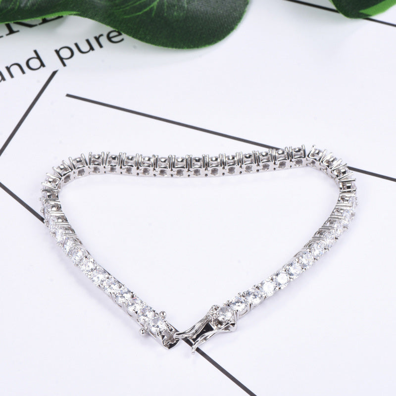 Romantic Simple White Round Cut Tennis Bracelet for Women In Sterling Silver