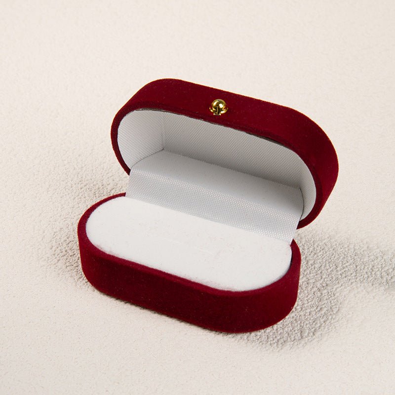 Ahabobo Rounded Gold Buckle Velvet Double Ring Box