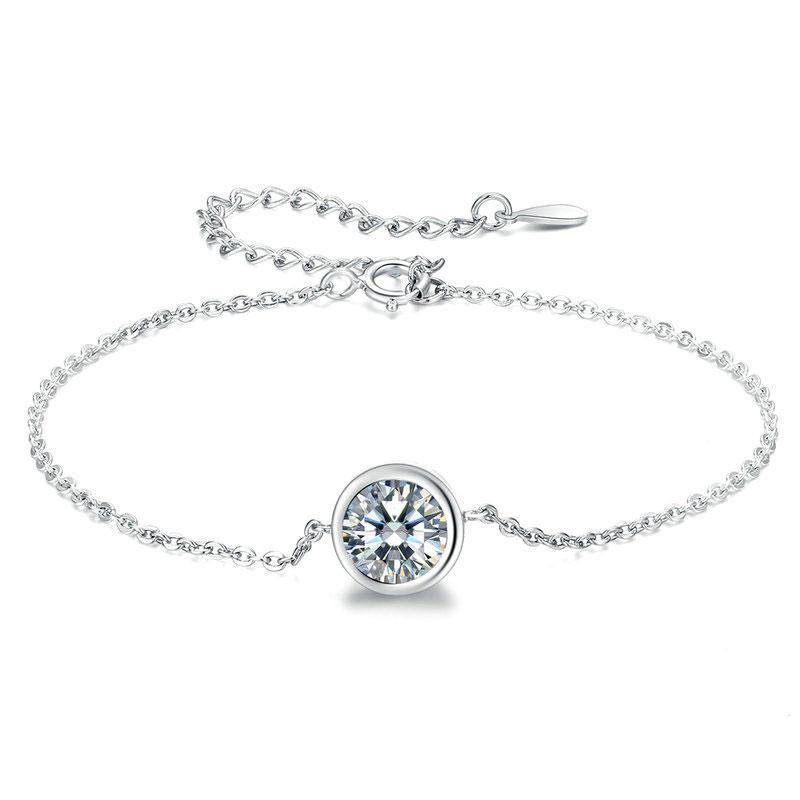 Sterling Silver Classic Diamond Adjustable Bracelet For Women