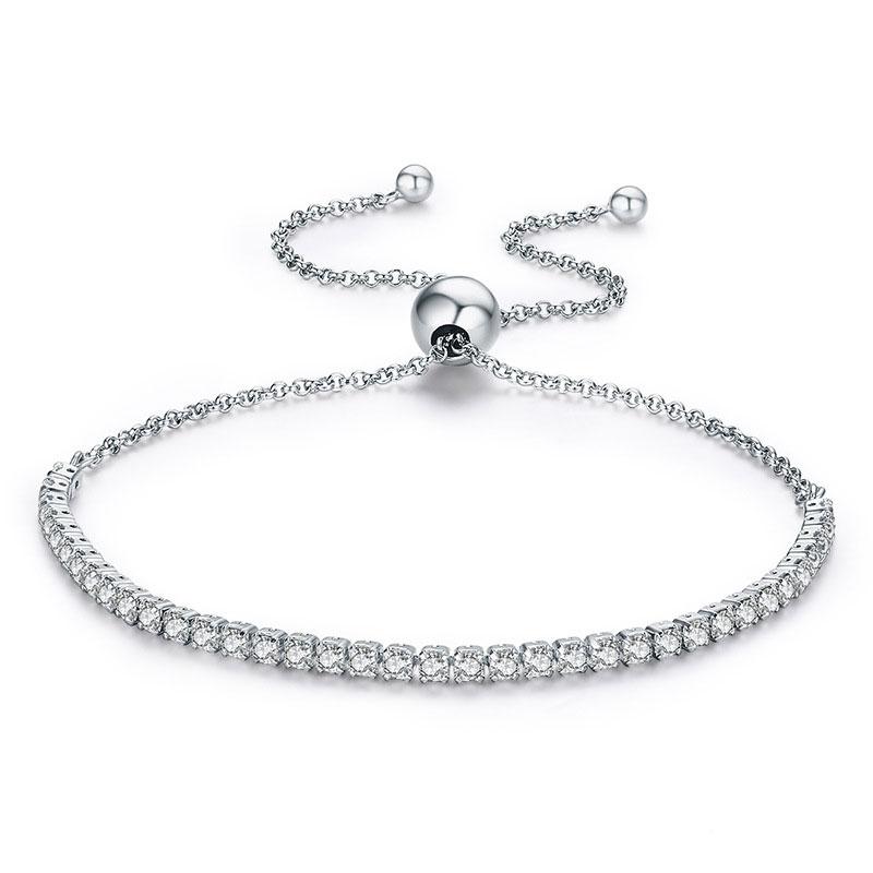 Sparking Tennis Bolo Bracelet For Women In Sterling Silver