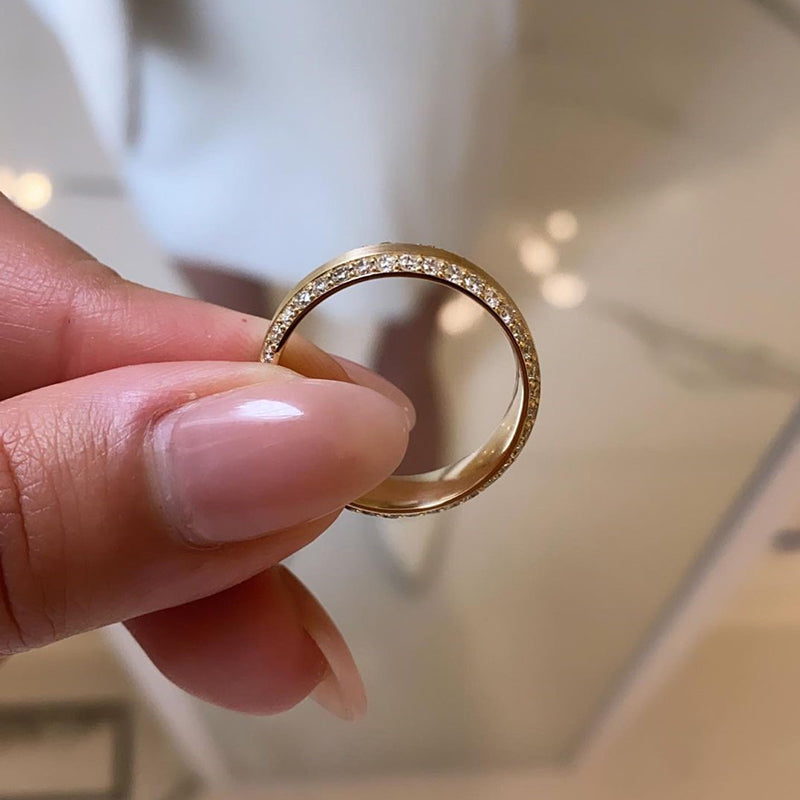 Ahabobo Unique Wide Wedding Band For Women In Sterling Silver