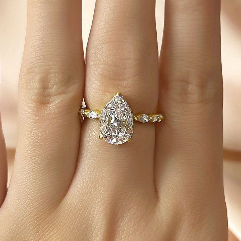 Sparkle Pear Cut Sona Simulated Diamond Engagement Ring In Sterling Silver