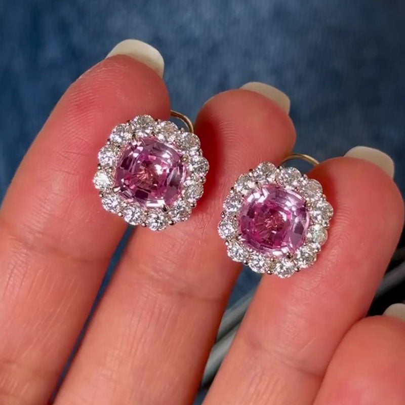 2.2Ct Lovely Pink Stone Cushion Cut Women's Stud Earrings