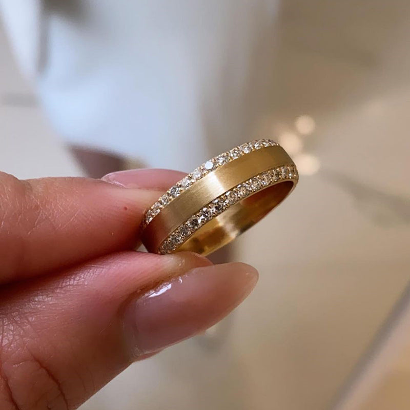 Ahabobo Unique Wide Wedding Band For Women In Sterling Silver