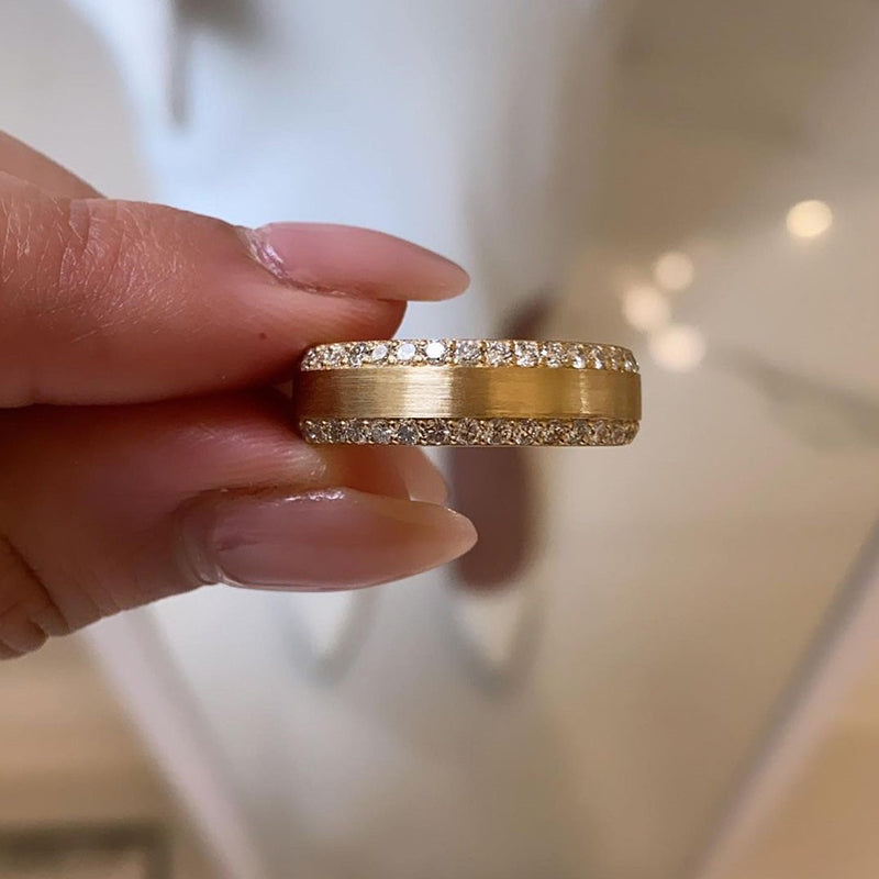 Ahabobo Unique Wide Wedding Band For Women In Sterling Silver