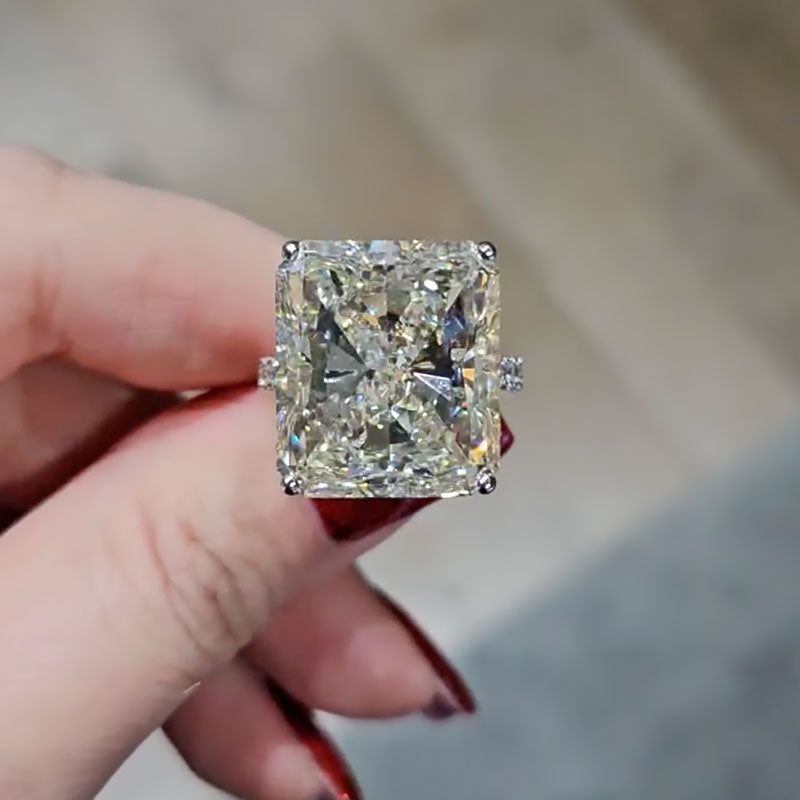 Ahabobo Timeless 12Ct Radiant Cut Engagement Ring In Sterling Silver