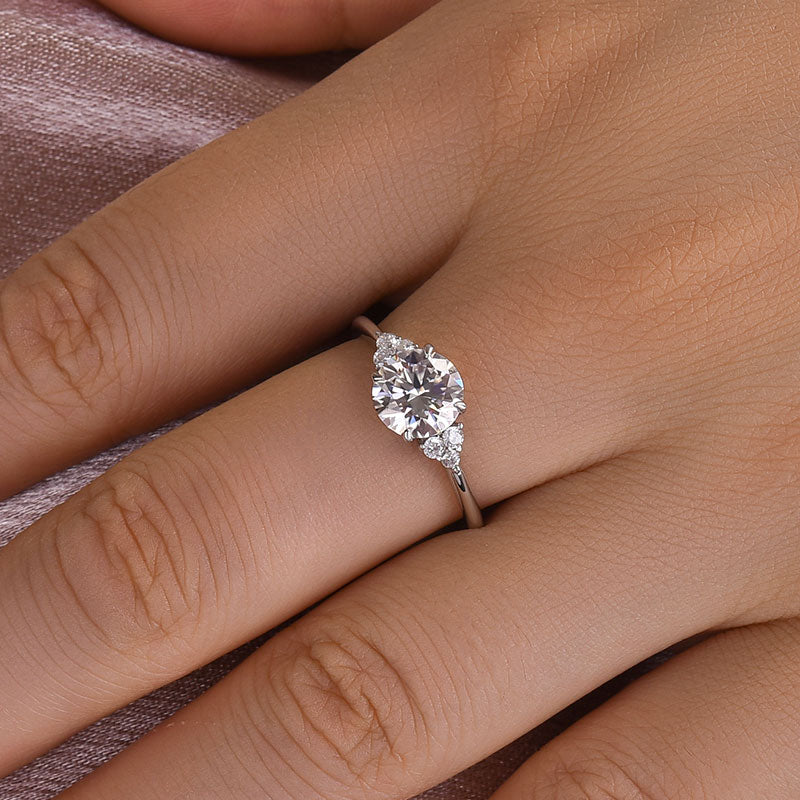 Ahabobo Special Moissanite 1.2 Carat Round Cut Engagement Ring In Sterling Silver