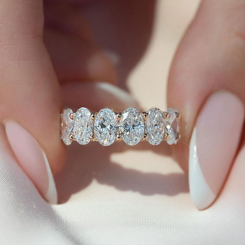Eternity Oval Cut Simulated Diamonds Wedding Band