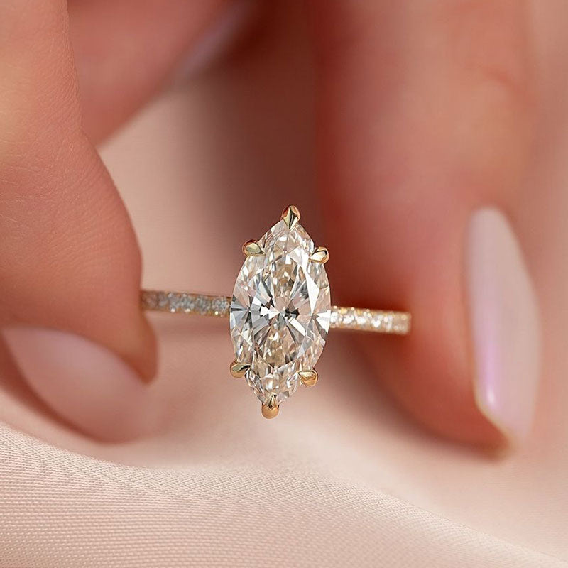 Exclusive Marquise Cut Engagement Ring In Sterling Silver