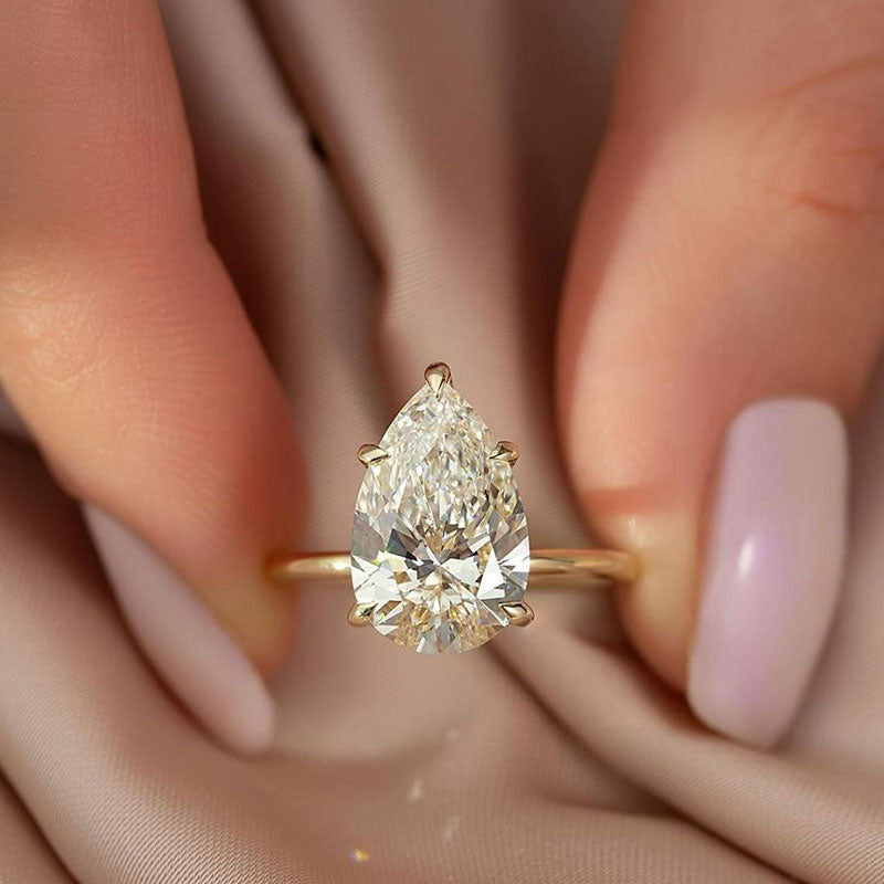 Ahabobo Classic 5 Prong 4.0 Ct Pear Cut Engagement Ring