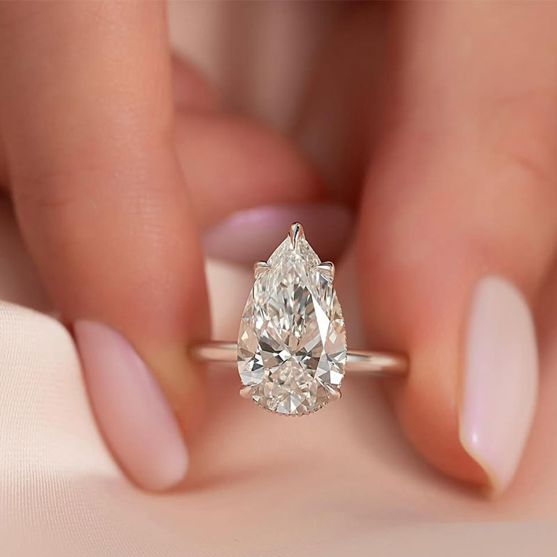 Ahabobo Classic 5 Prong 4.0 Ct Pear Cut Engagement Ring