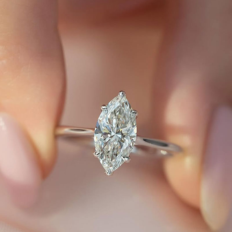Fashion Marquise Cut Women's Engagement Ring In Sterling Silver