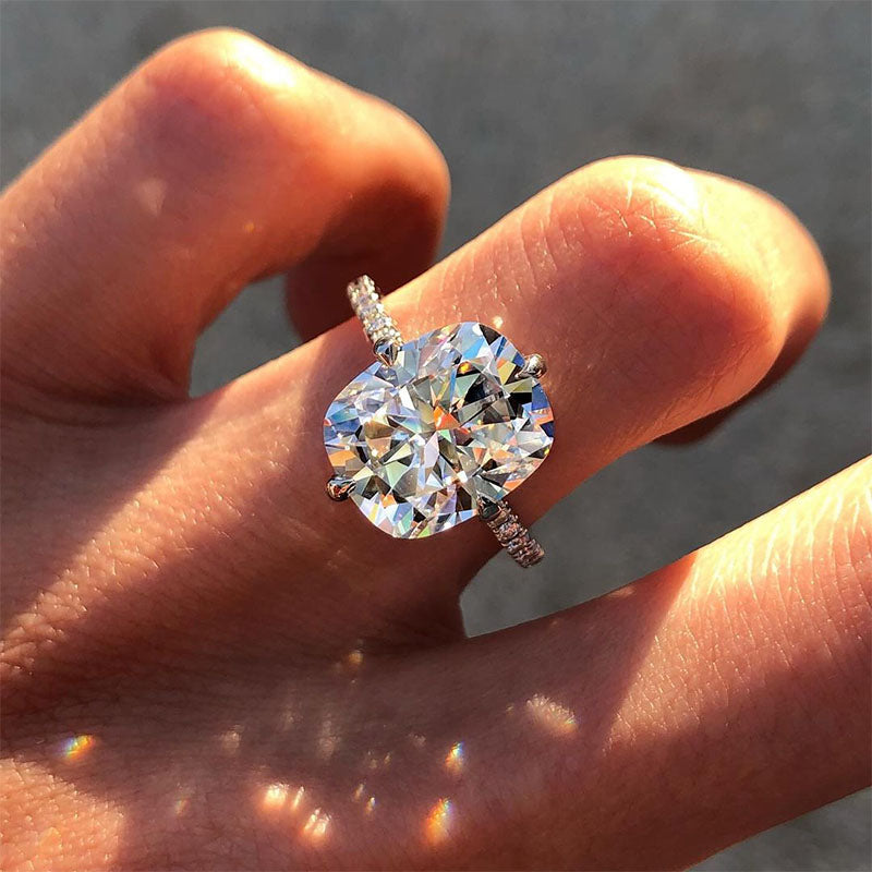 Ahabobo Elegant 6.0 Carat Cushion Cut Engagement Ring In Sterling Silver