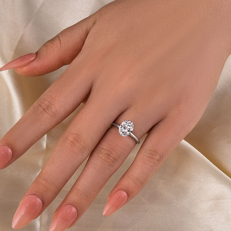 Ahabobo Sparkle Oval Cut Engagement Ring For Women In Sterling Silver