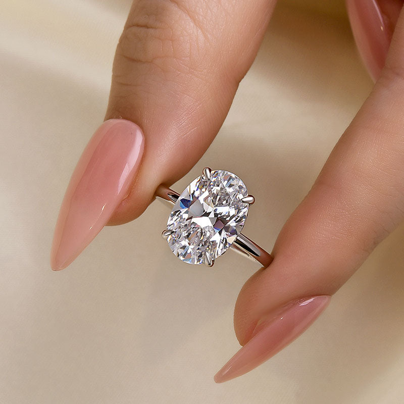 Exclusive Oval Cut Engagement Ring In Sterling Silver