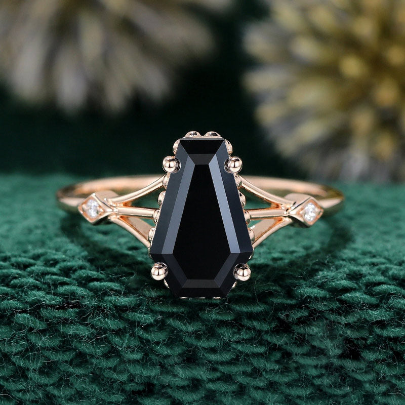 Unique Coffin Cut Engagement Ring For Women In Sterling Silver