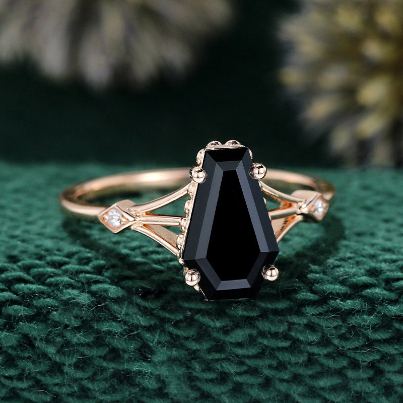 Unique Coffin Cut Engagement Ring For Women In Sterling Silver