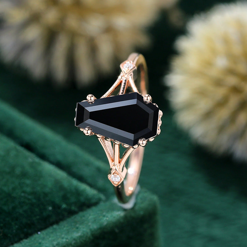 Unique Coffin Cut Engagement Ring For Women In Sterling Silver