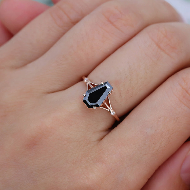 Unique Coffin Cut Engagement Ring For Women In Sterling Silver