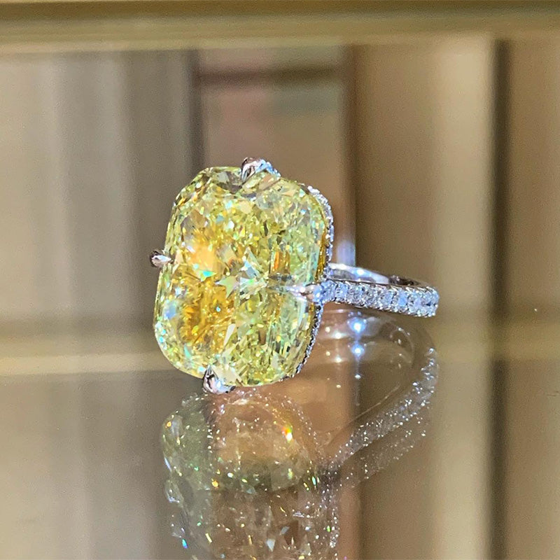 Yellow Sapphire 6.0 Carat Cushion Cut Elegant Engagement Ring