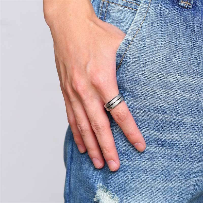 Men's Simple & Classic Wide Wedding Band In Titanium Steel