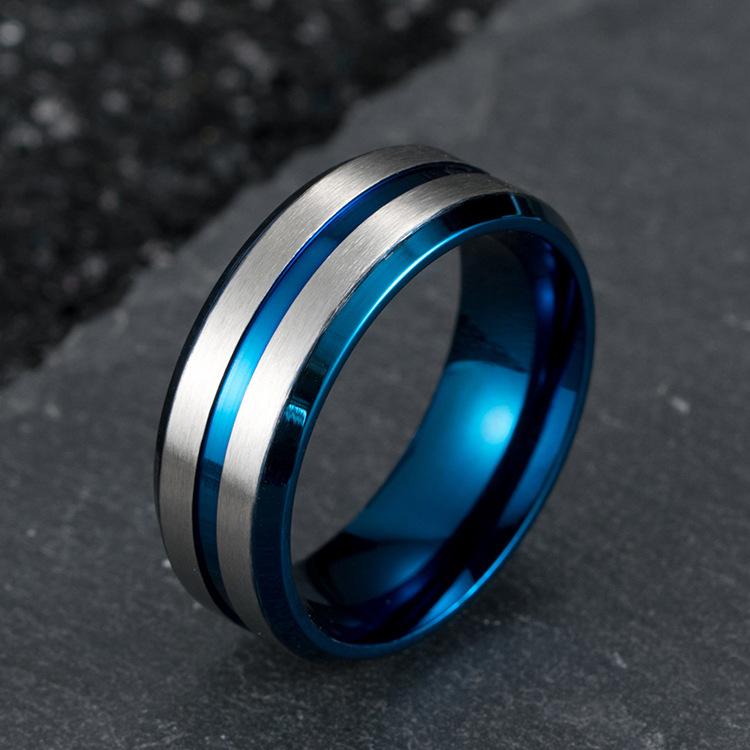 Two Tone Stainless Steel Brushed Plating Men's Wide Wedding Band