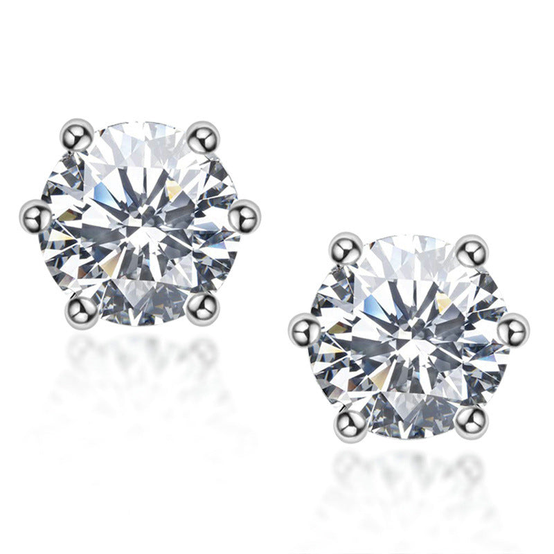 Moissanite White Gold 6 Prong Round Cut 2PC Jewelry Set