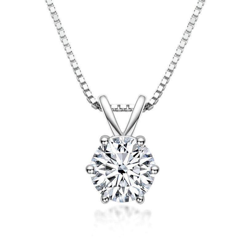 Moissanite White Gold 6 Prong Round Cut 2PC Jewelry Set