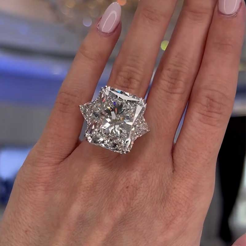 Honorable Radiant & Triangle Cut Three Stone Engagement Ring