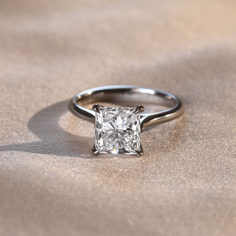 Classic Square Princess Cut Engagement Ring for Women In Sterling Silver