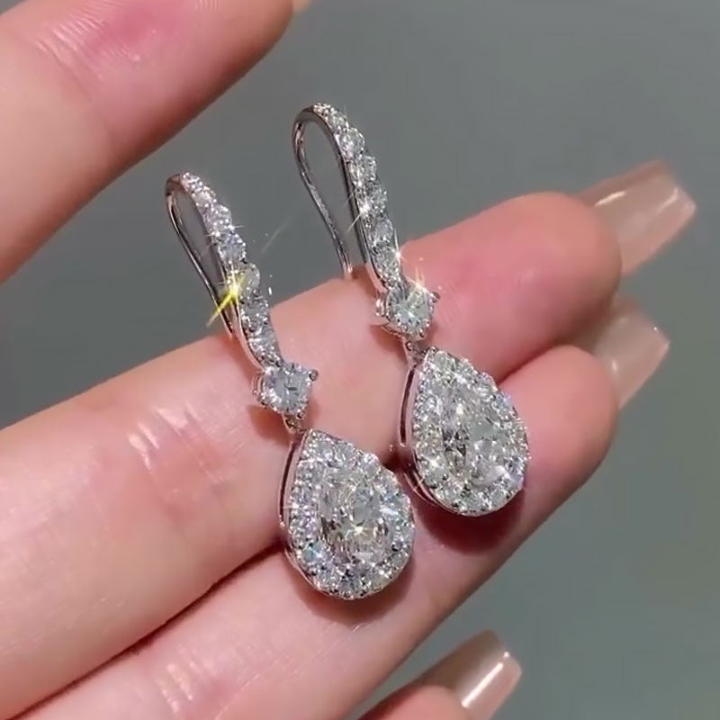 2.0Ct Elegant Pear Cut Women's Dangle Earrings In Sterling Silver