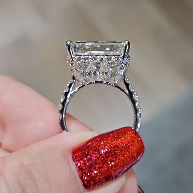Ahabobo Timeless 12Ct Radiant Cut Engagement Ring In Sterling Silver