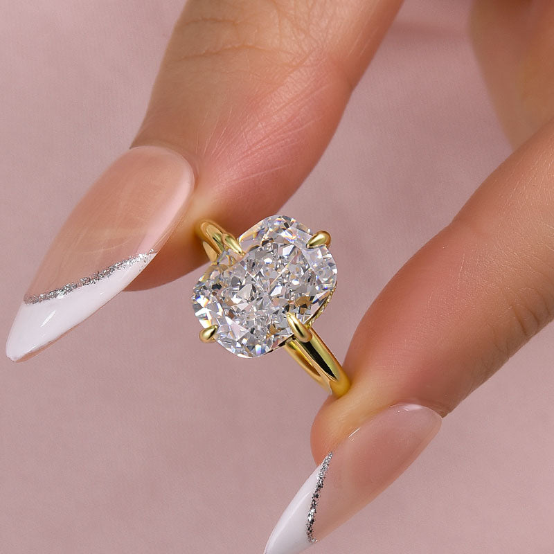 Ahabobo Classic Elongated Cushion Cut 6.5Ct Engagement Ring For Women In Sterling Silver