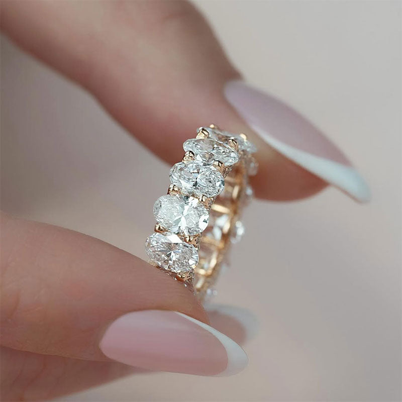 Eternity Oval Cut Simulated Diamonds Wedding Band