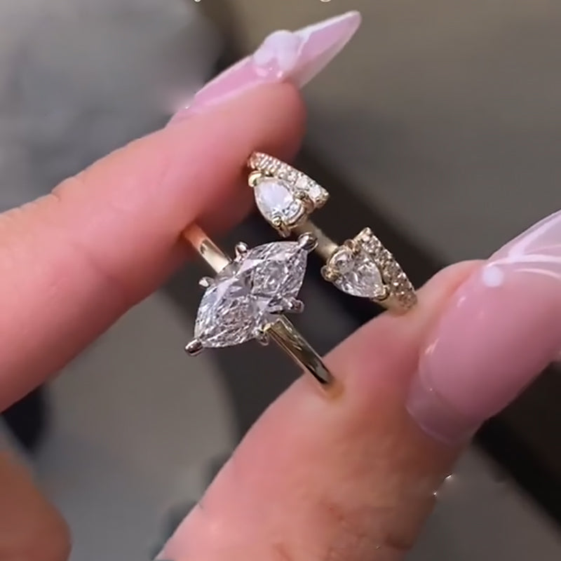 Ahabobo Unique Marquise Cut Insert Wedding Ring Set For Women