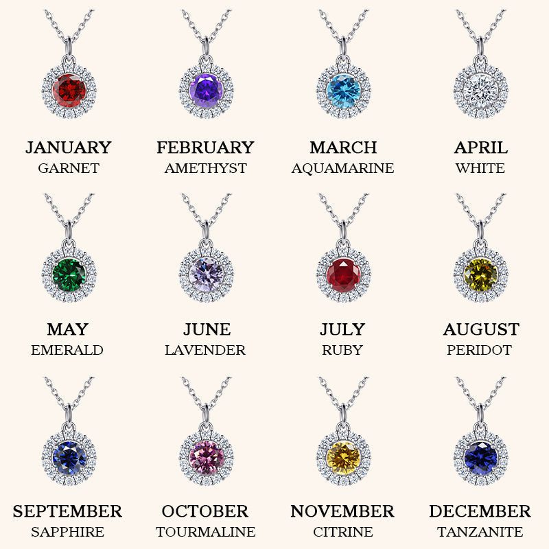 Classic Sterling Silver Birthstone Necklace for Mom