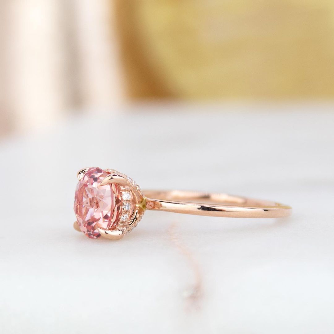 Gorgeous Round Cut Morganite Pink Engagement Ring For Women In Sterling Silver