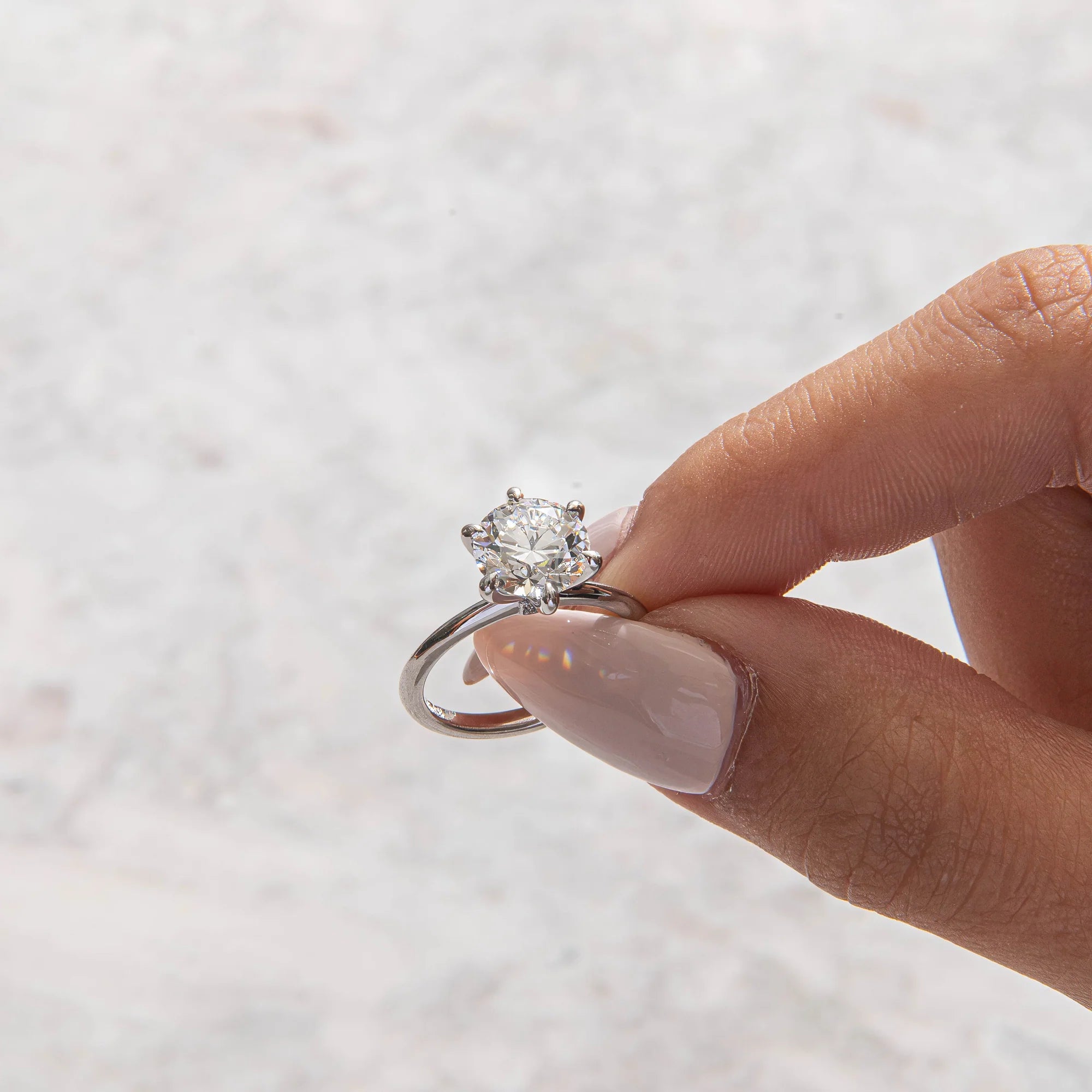 Ahabobo 2.0 Carat Moissanite 6 Prong Round Cut Promise Ring