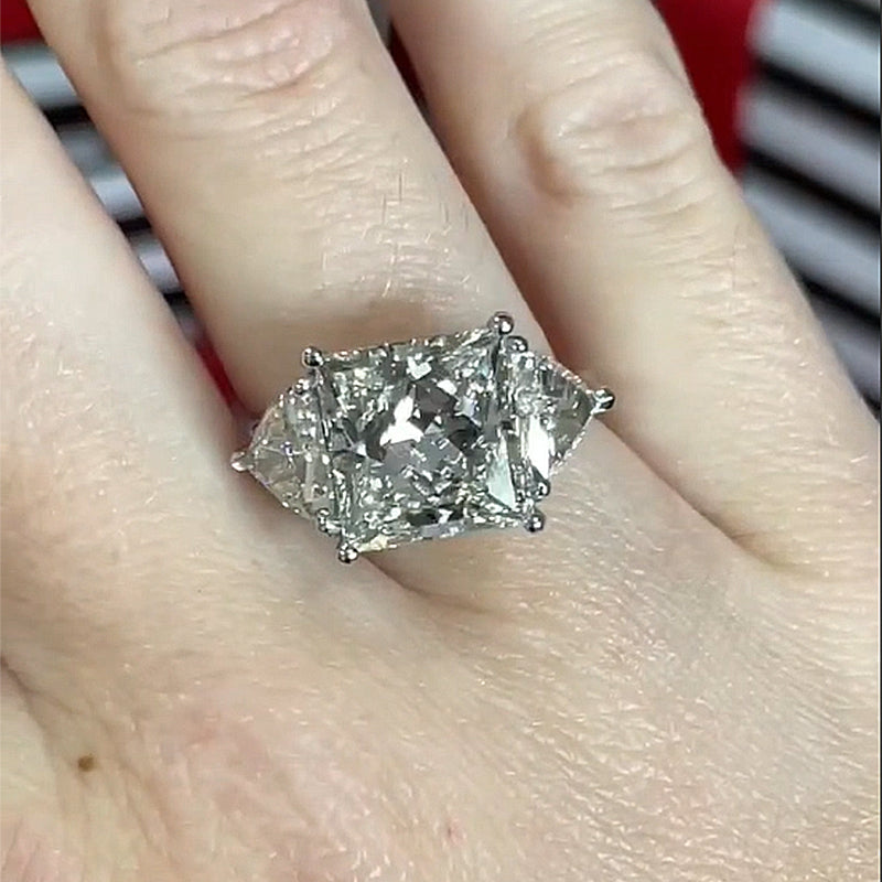 Exclusive Crushed Ice Radiant Cut Three Stone Engagement Ring