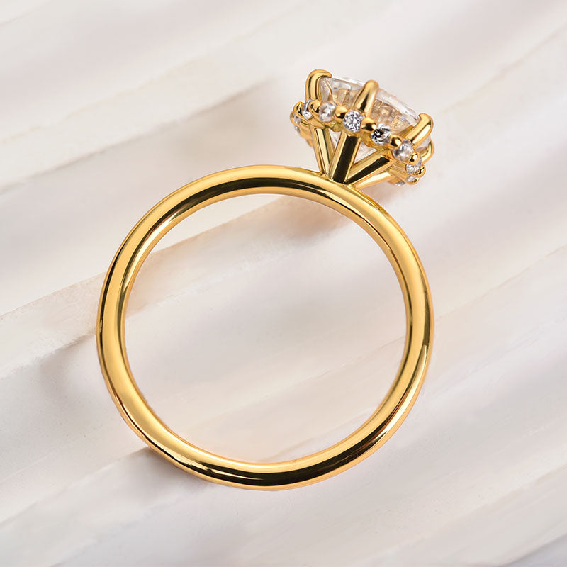 Ahabobo Precious Moissanite 2.0 Carat Round Cut Yellow Gold Engagement Ring For Women