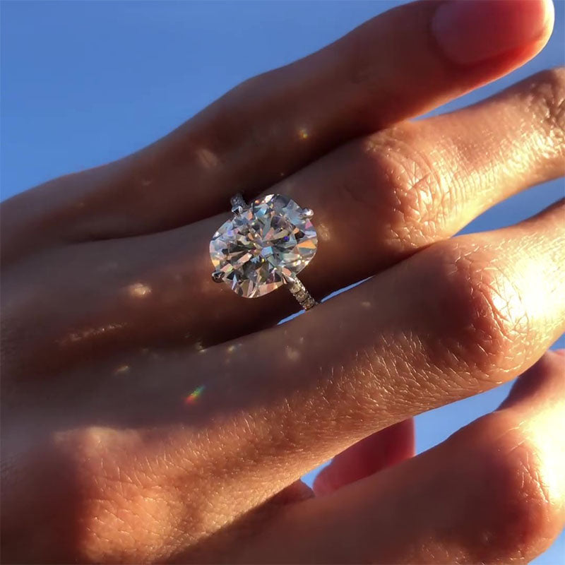 Ahabobo Elegant 6.0 Carat Cushion Cut Engagement Ring In Sterling Silver