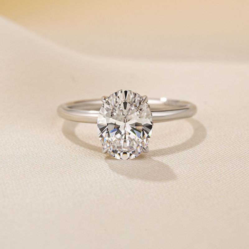 Ahabobo Sparkle Oval Cut Engagement Ring For Women In Sterling Silver