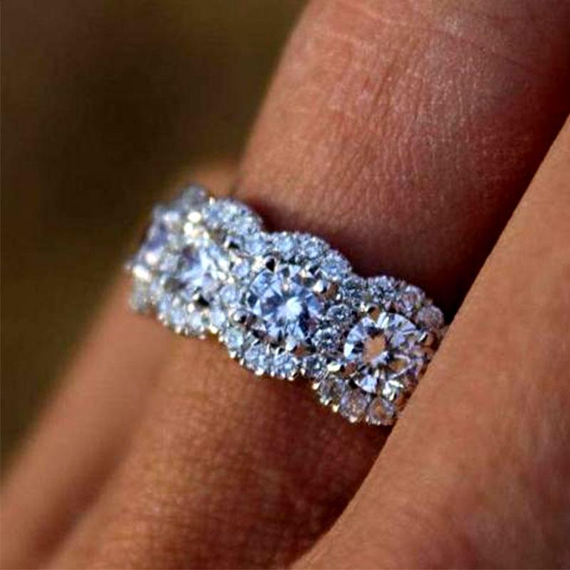 Halo Round Cut Five Stone Anniversary Ring for Her