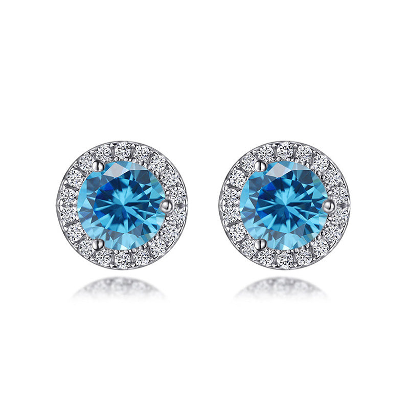 0.8Ct Birthstone Stud Earrings In Sterling Silver