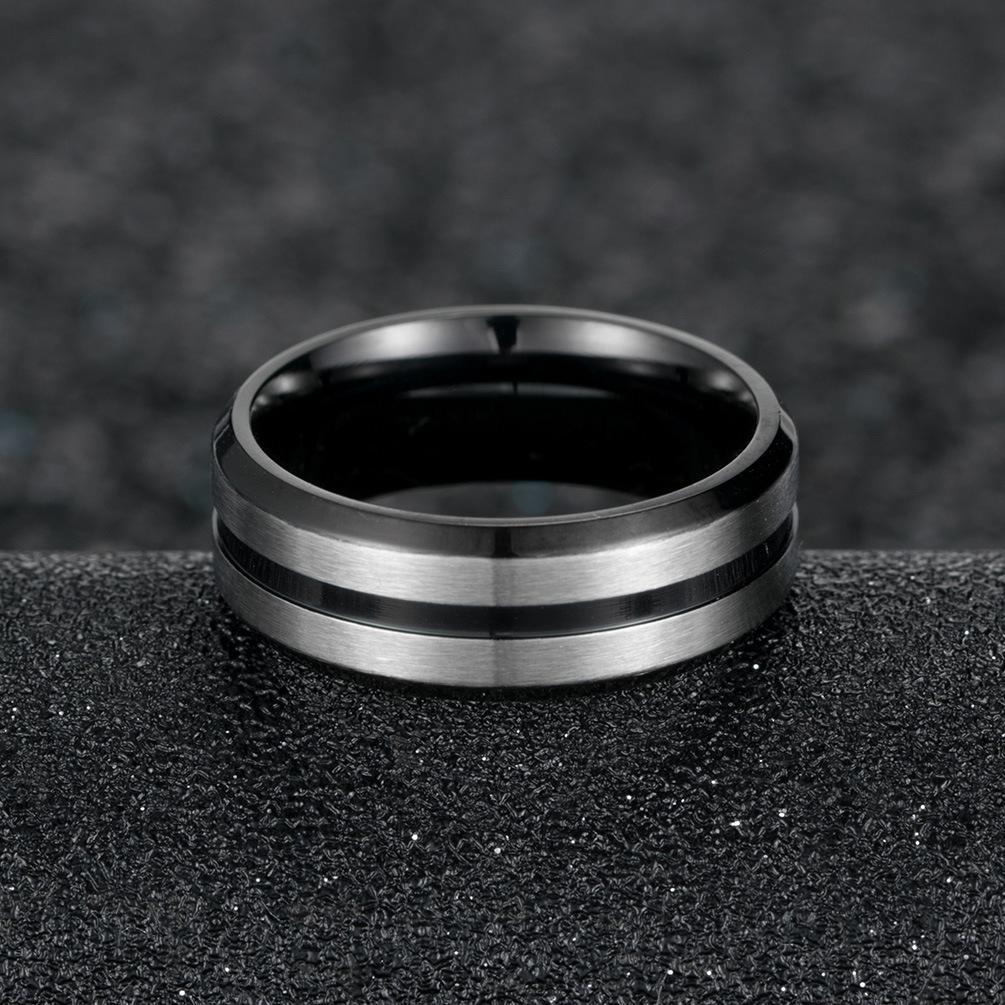Two Tone Stainless Steel Brushed Plating Men's Wide Wedding Band
