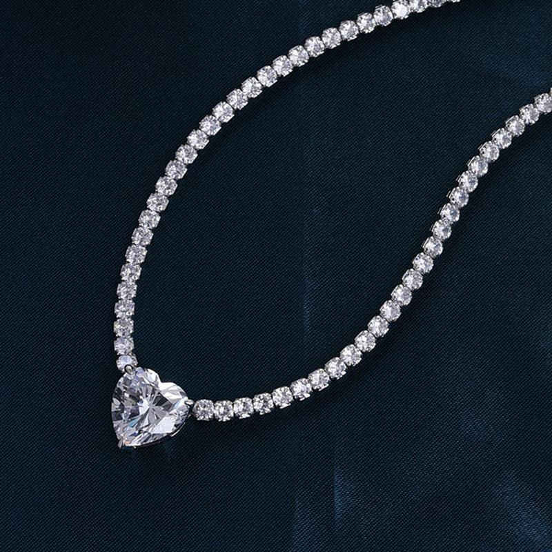 5.0Ct Elegant Heart Cut Sona Simulated Diamond Pendant with Necklace In Sterling Silver