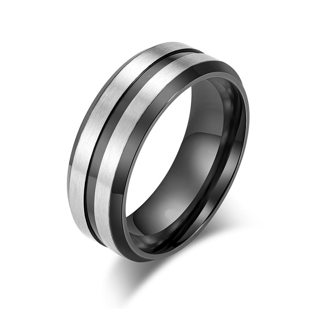 Two Tone Stainless Steel Brushed Plating Men's Wide Wedding Band
