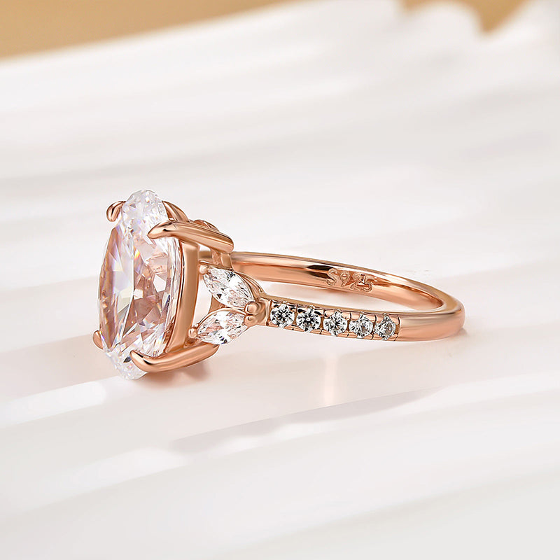 Ahabobo 4.0 CT Oval and Angled Marquise Five Stone Engagement Ring